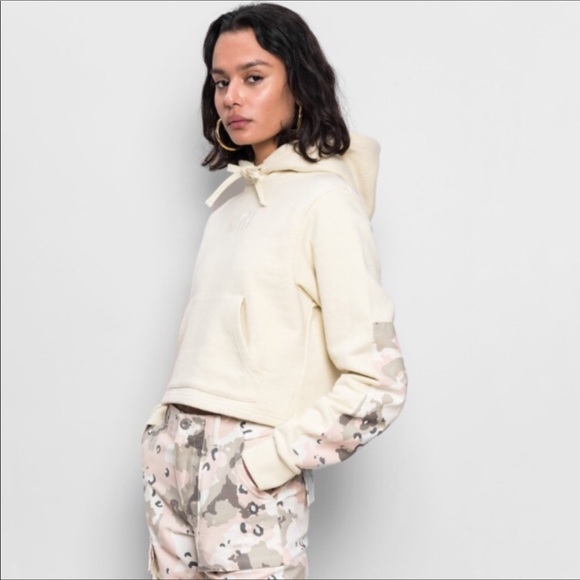 Kith Tops - KITH Hailey Crop Camo Patch Hoodie Vntg White XS
